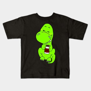 Happy Caffeinated Dinosaur Kids T-Shirt